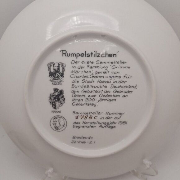 Rumpelstiltskin Rumpelstilzchen Collector Wall Plate by Gehm Bavaria 6" w/ COA - Picture 3 of 4